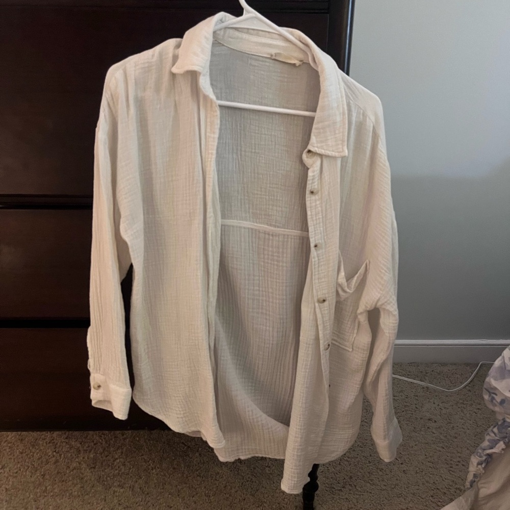 Altar'd State Cream Button-Up Jacket